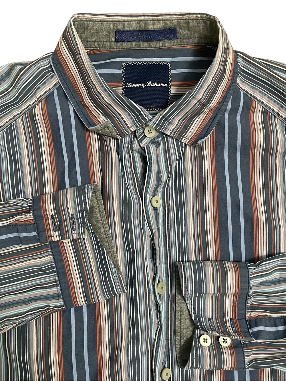 Tommy Bahama Men's Blue & Rust Stripe Button-Up Shirt